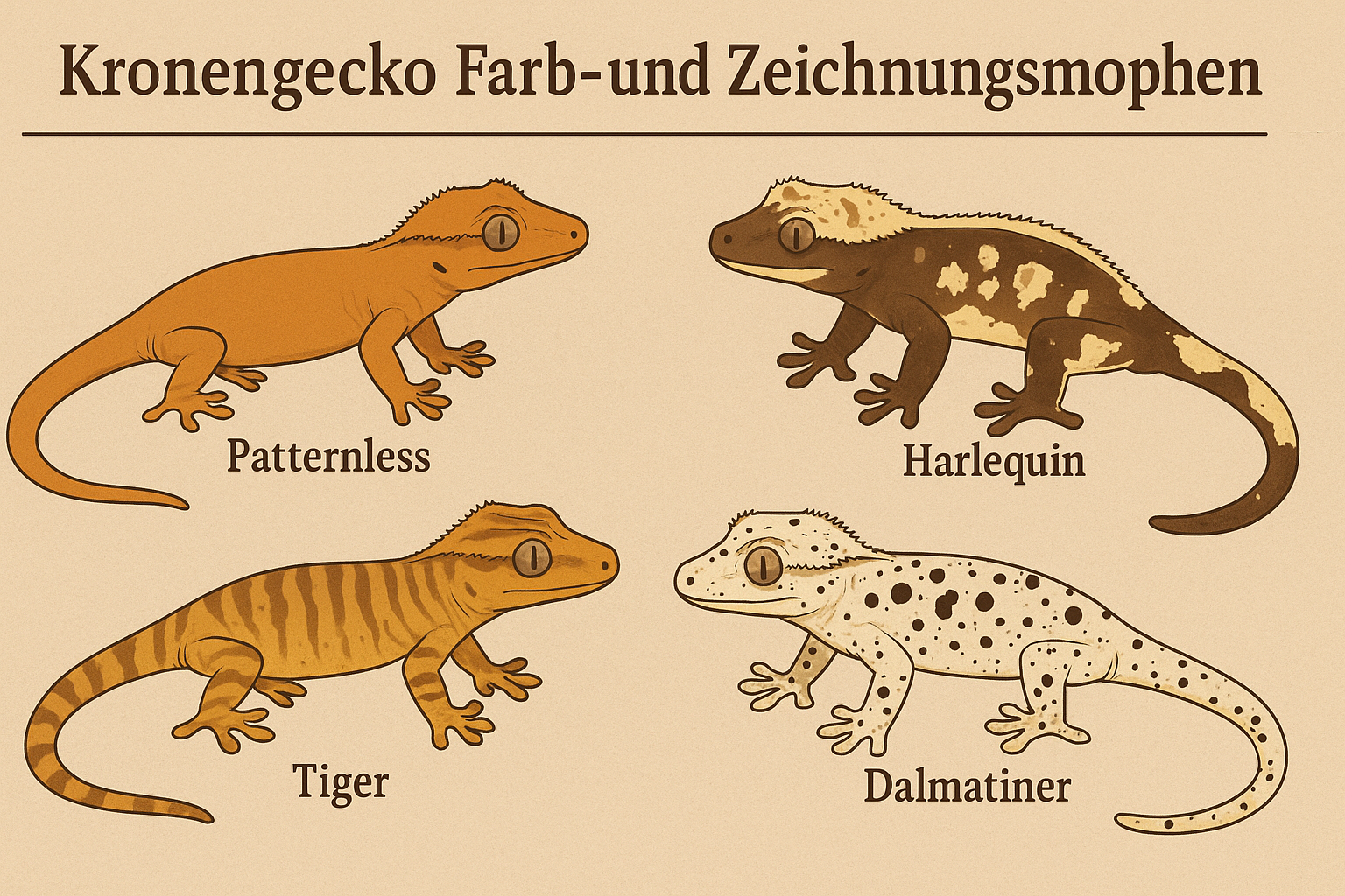 Kronengecko Farb- und Zeichnungsmorphen